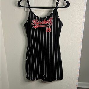 SHEIN Black and White Striped Jumpsuit